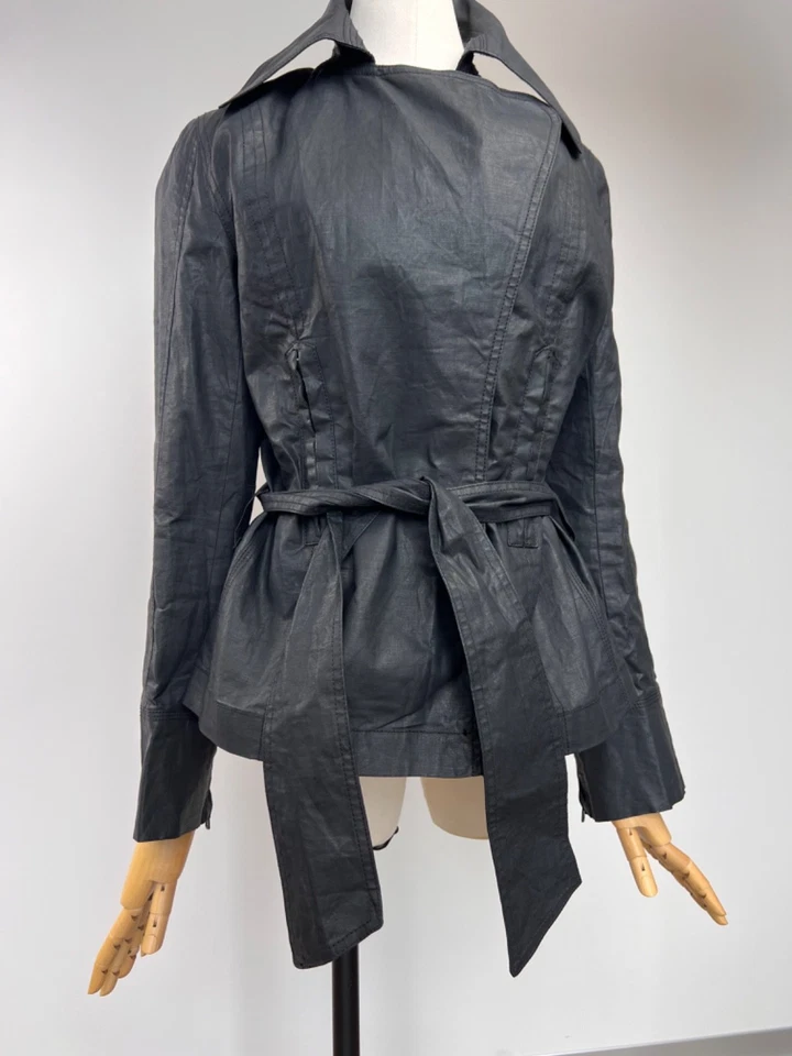 Nueva Chaqueta OILILY 100% Lino Talla 36 Negra Abrigo Corto con Cremallera Cinturón Nuevo con Etiquetas Foto 2 de 4