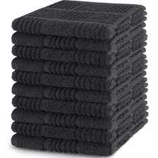 10 Pack 100 Cotton Kitchen Towels, 12x12 inch Soft Terry Dishcloths, Absorbe...