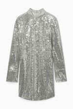 Eco Chic: Recycled Silver Sequin Mini Dress - Sustainable Glamour, EUR 36, Sale!