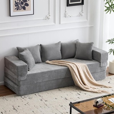 79'' Convertible Folding Sofa Bed Queen, Sleeper Sofa Couch with Armrest |