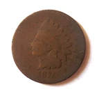 Antique 1874 USA Indian Head Cent Penny, Small Letters