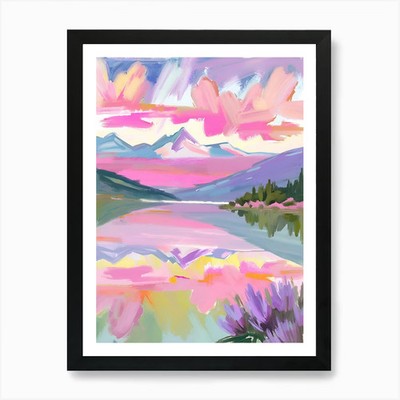 Sonnenuntergang am See 1 Kunstdruck gerahmt Wandbild Poster Leinwanddruck Bild