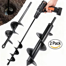 2X Planting Auger Spiral Hole Drill Bit Garden Soil Yard Earth Bulb Hole Digger