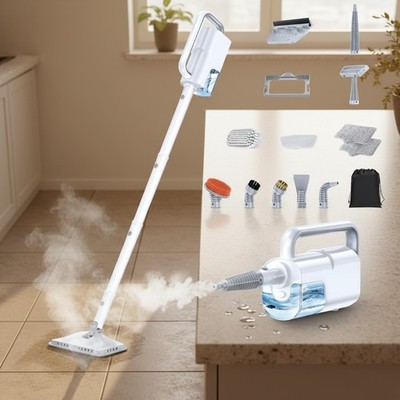 Dampfreiniger 10-in-1 Dampfmopp mit abnehmbarem Handgerät Boden Teppich Fliesen