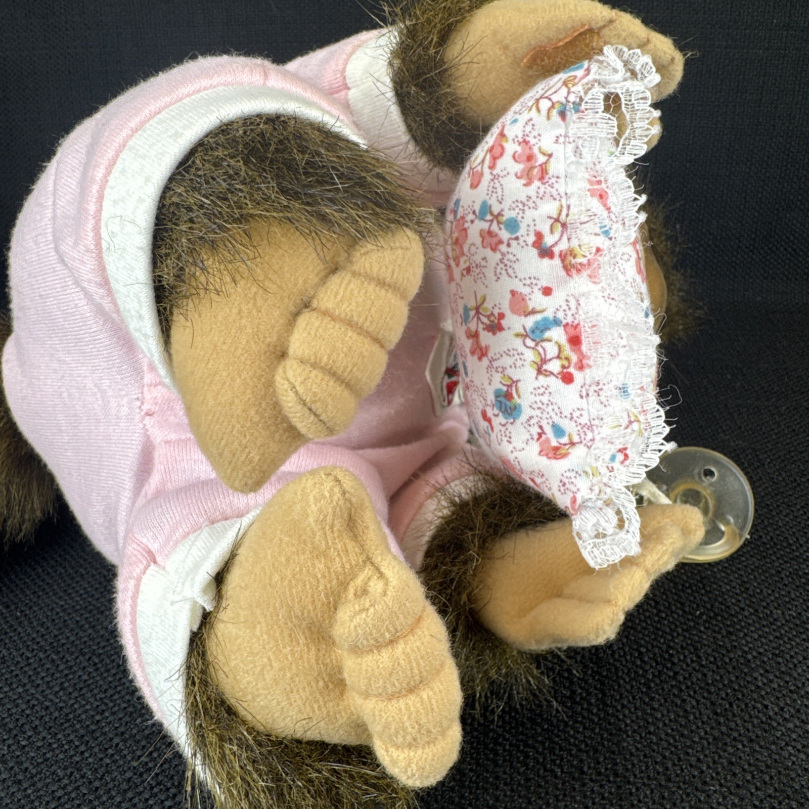 Hosung Baby Monkey Pacifier Pink Pillow 10" Plush Stuffed Animal Vintage 1994