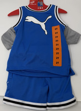 Boys Size 2T PUMA Kids' 3-Piece Active Short Set Blue Gray