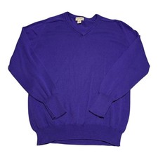 Vintage L.L. Bean USA Made 100 Cotton V-neck Sweater Men's XL Tall Purple