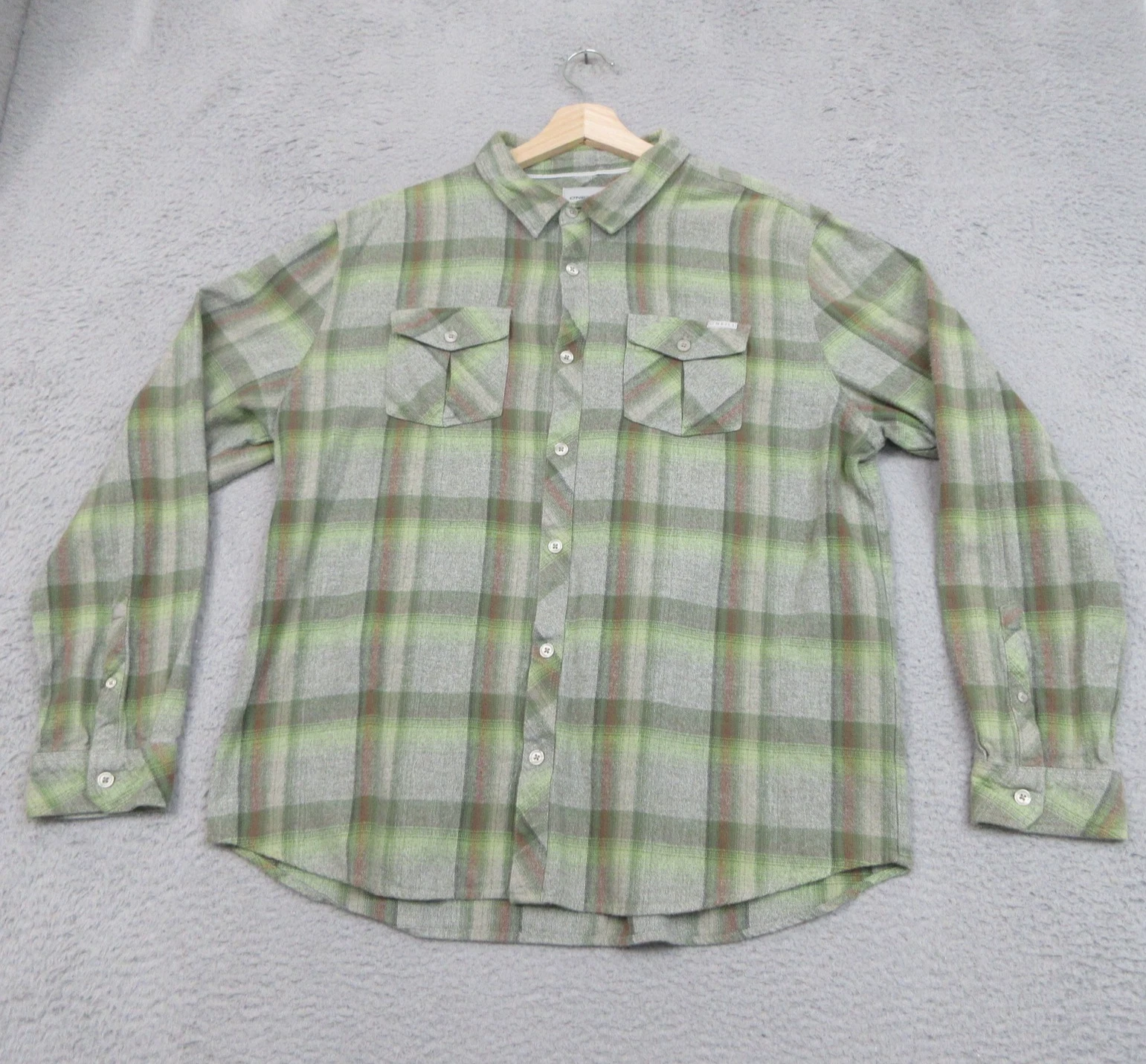 O'Neill Shirt Men XL Green Plaid Flannel Button Front Long Sleeve Casual Outdoor