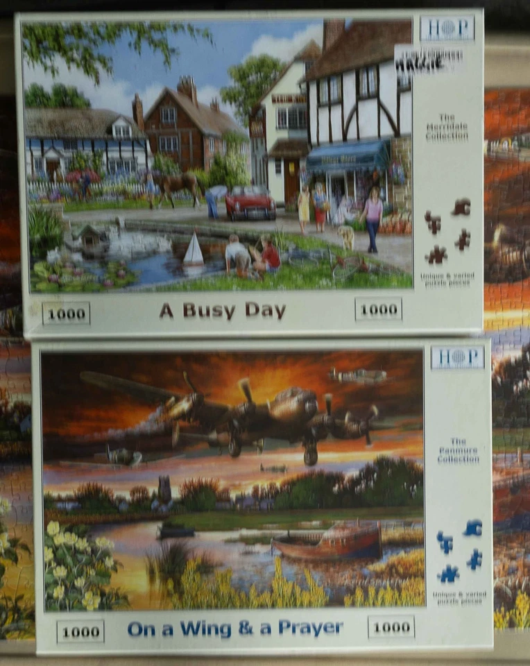two hop 1000 piece jigsaws A busy day & On a wing and a prayer complete - Image 1 of 3
