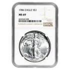 1986 American Silver Eagle $1 NGC MS69