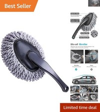 Reusable Microfiber Car Dash Duster - Compact Dust Cleaning Brush in Gray