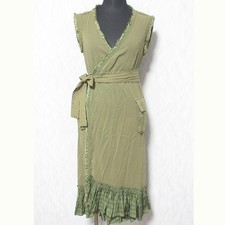 OZONE ROCKS Cache-Coeur Fringe Long Vest, Khaki Women USED