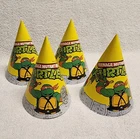 1989 TMNT Teenage Mutant Ninja Turtles Birthday Party Hats 6in Lot of 4 Mirage