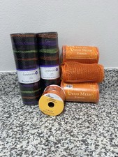 Lot Of 6 Decorative Mesh Ribbon Orange Black