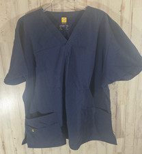WonderWink Womens 2XL Scrub Top Shirt Blue 4 Pockets