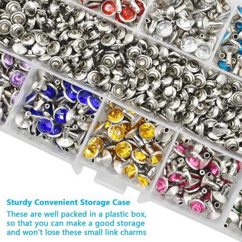 BDS-HOME 400sets 7mm Rhinestone Rivets 10 Colors Cz Crystal Rivets Studs Rapi... - Picture 5 of 7