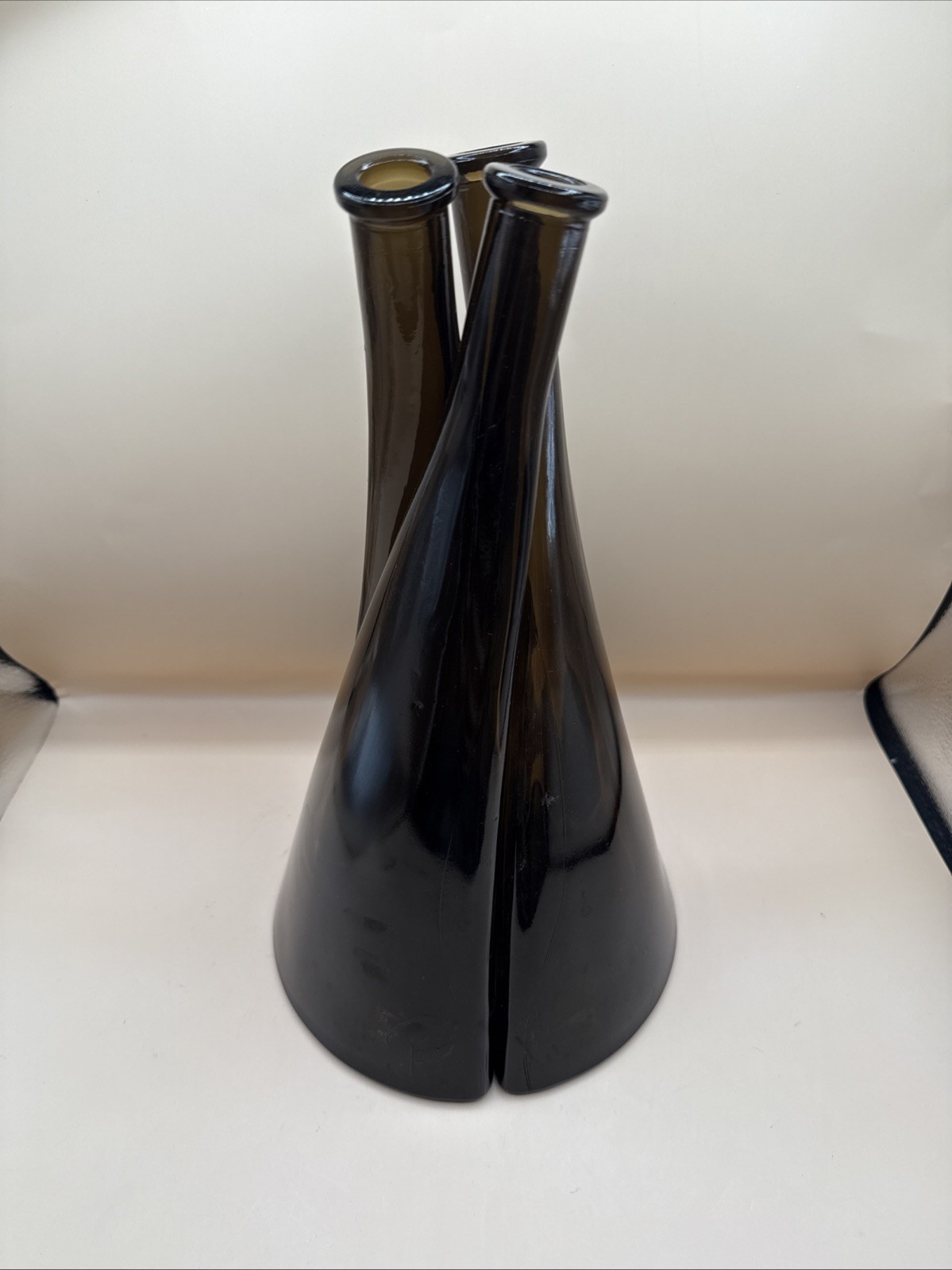 Iconic Interlocking Carafes with Three Discrete Elementś, Brown Glass