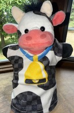Melissa and Doug Plush Hand Puppet Cow Farm Animal Black White Farm Friends