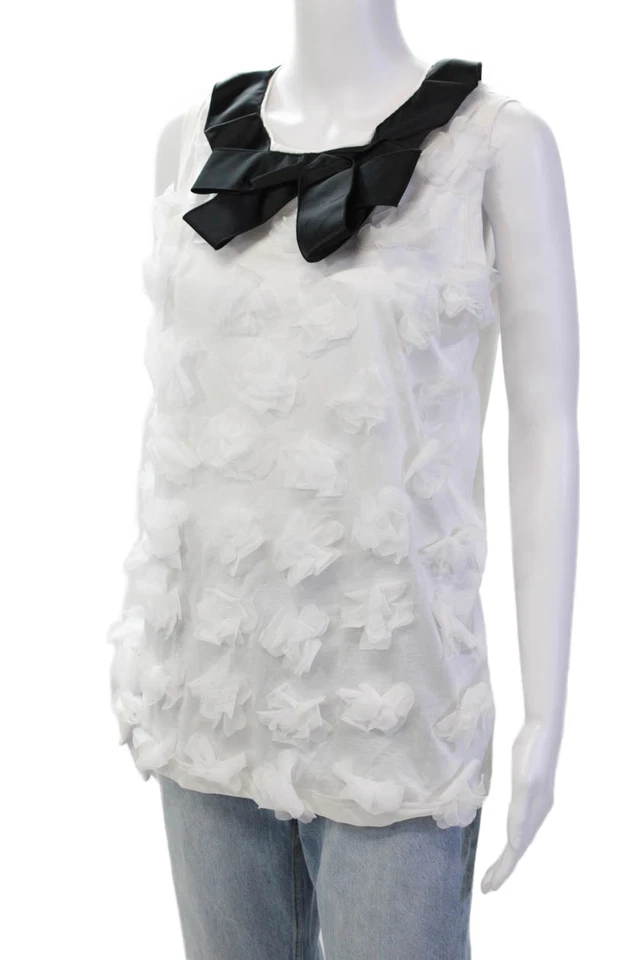 Blusa Dolce & Gabbana Mujer Motivo Floral Sin Mangas Blanca Negra Talla 42 Foto 2 de 4