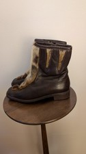 Vintage Ankle Boots Salamander With Fur.