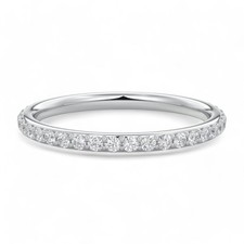 Diamond Engagement Eternity Band 14k White Gold Lab Grown 1.00 Carat Round