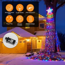 350 LED Outdoor Waterfall String Lights Christmas Tree Waterproof Yard Decor