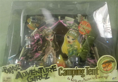 BRATZ ADVENTURE GIRLZ CAMPING TENT ''RARE'' PLUS 2 ADVENTURE GIRLS DOLLS !