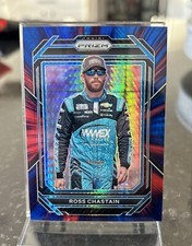 2023 Panini Prizm Racing Red and Blue Hyper Prizm /299 Ross Chastain #66