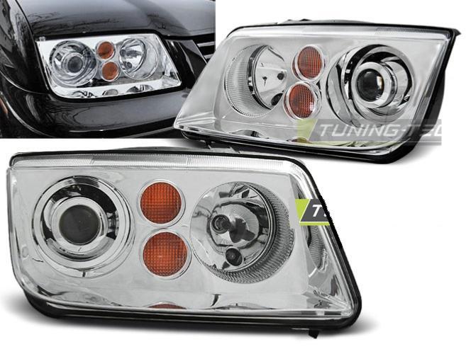 Phares avant VW Bora 98-05 design chrome parfaits pour vos trajets de nuit