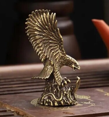 Brass Eagle Animal Statue Small Sculpture Tabletop Figurine Home Decor Gifts