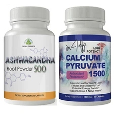 Ashwagandha Root Immune Health Supplements & Calcium Pyruvate Weight Loss Pills