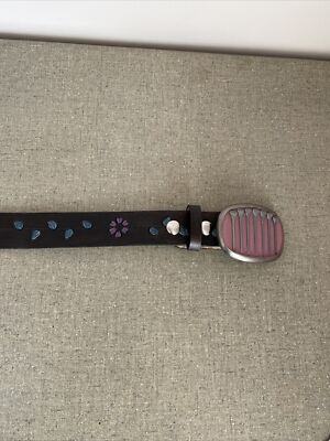 Naleeni Custom Real Leather 47  Western Black belt & Buckle Hand Made New