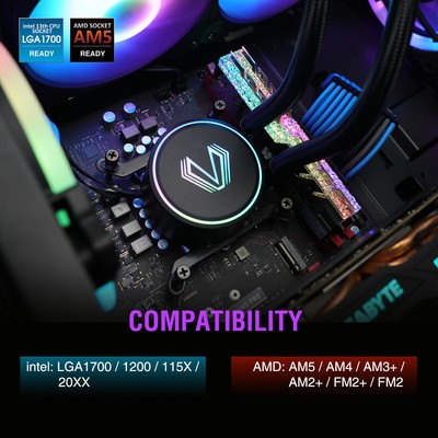 Vetroo V240 ARGB CPU Liquid Cooler Computer Case 240mm Radiator 