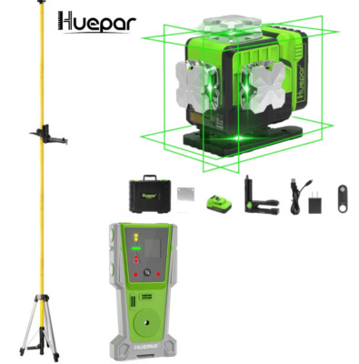 Huepar P04CG selbstnivellierender Laser+Teleskopstange LP36 und Empfänger LR8RG