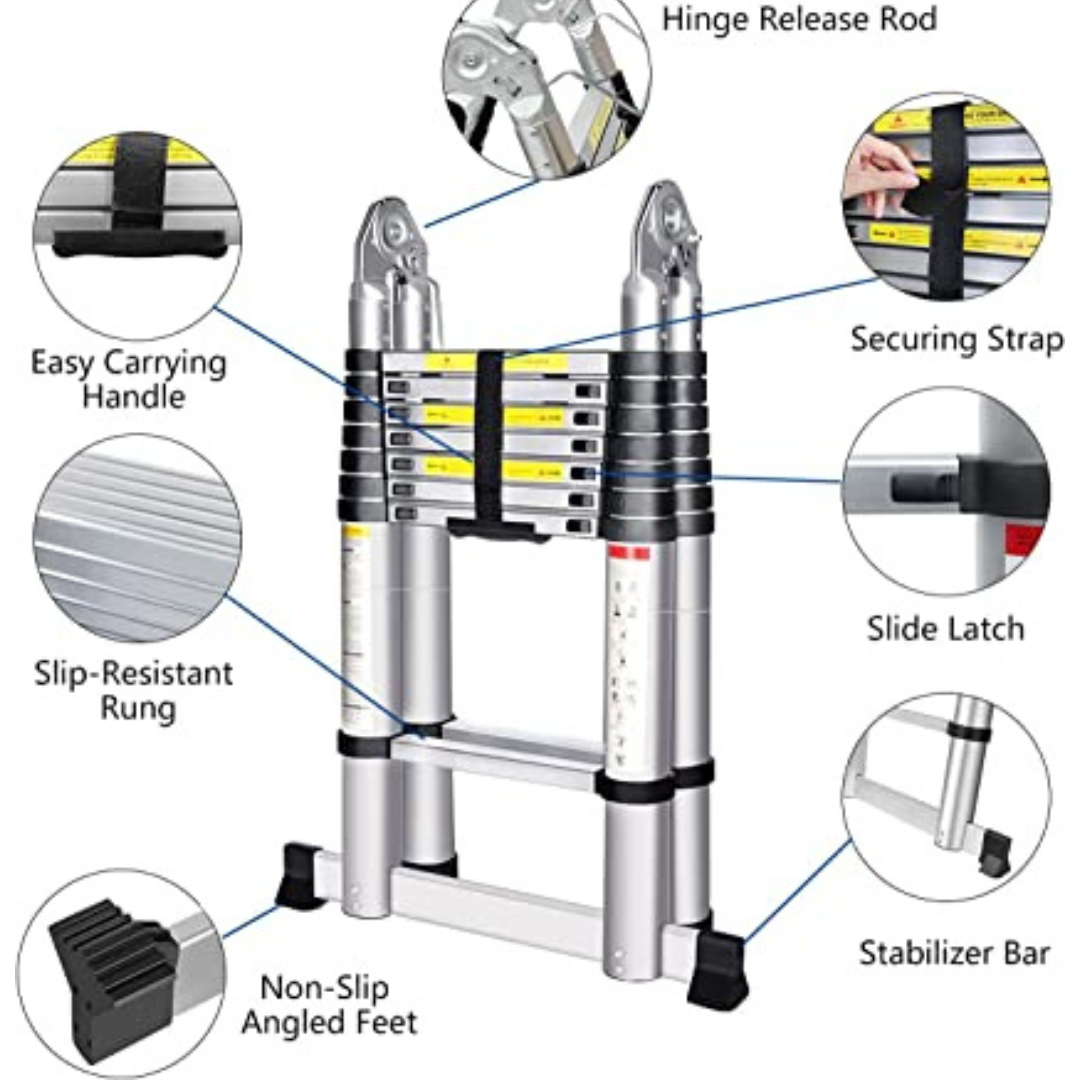 5M Telescopic Ladder DIY Aluminum Alloy Folding Extendable Extension