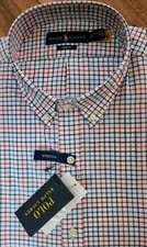Polo Ralph Lauren Slim Fit Stretch Long Sleeve Dress Shirt Plaid Blue Red XL