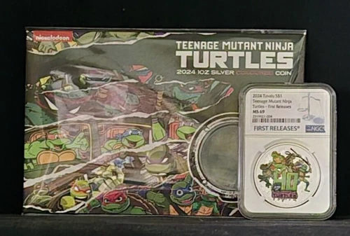 2024 TUVALU $1 TEENAGE MUTANT NINJA TURTLES 40th ANNIV NGC MS69 FR SILVER COIN