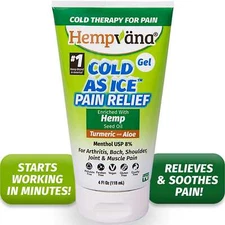 Hempvana As Seen On TV Cold As Ice Pain Relief Gel, Fast-Acting Menthol Pain