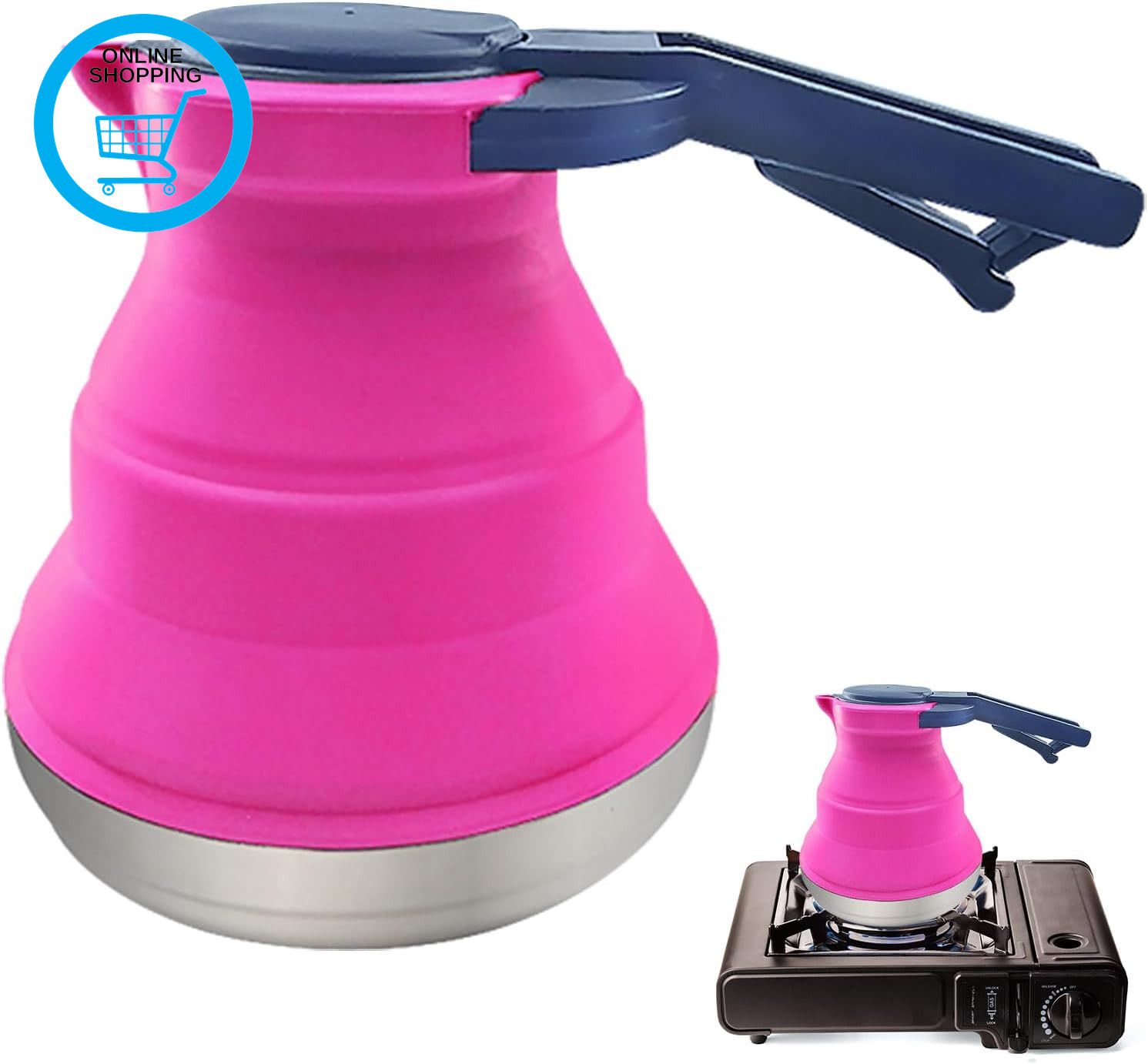 Silicone Folding Kettle, Camping Kettle 1500Ml, Collapsible Kettle, Foldable Ket