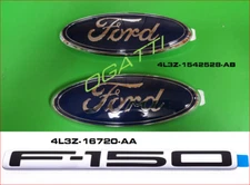 F-150 OVAL EMBLEM BADGE FRONT GRILLE AND TAILGATE 2004-2008 SET-3 OEM BLUE 3D