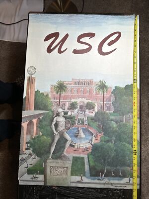 Vintage 1980 USC Lithographic Poster Fuentes Shirley after Saul Steinberg RARE
