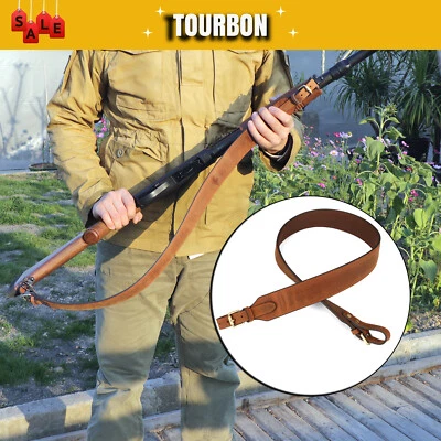 TOURBON Leder-Gewehrriemen Echtleder Gewehrriemen-Tragegurt Jagd Verstellbar