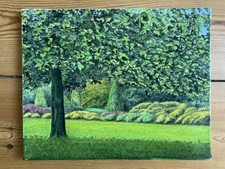 Naive Malerei, Kaki Brunet, Ölgemälde, Le platane