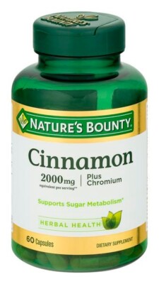 Nature's Bounty Cinnamon 2000mg Plus Chromium, Dietary Supplement Capsules 60...