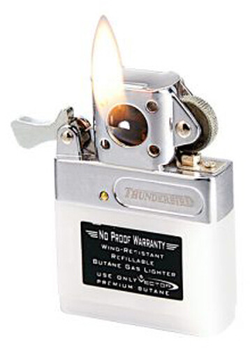 Vector Thunderbird Soft Flame Flip Top Silver Pipe Lighter in Wood Plate - 8285