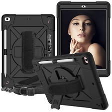 For iPad 9th 8th 7th 6th 5th Generation Shockproof With Strap Stand Case Cover