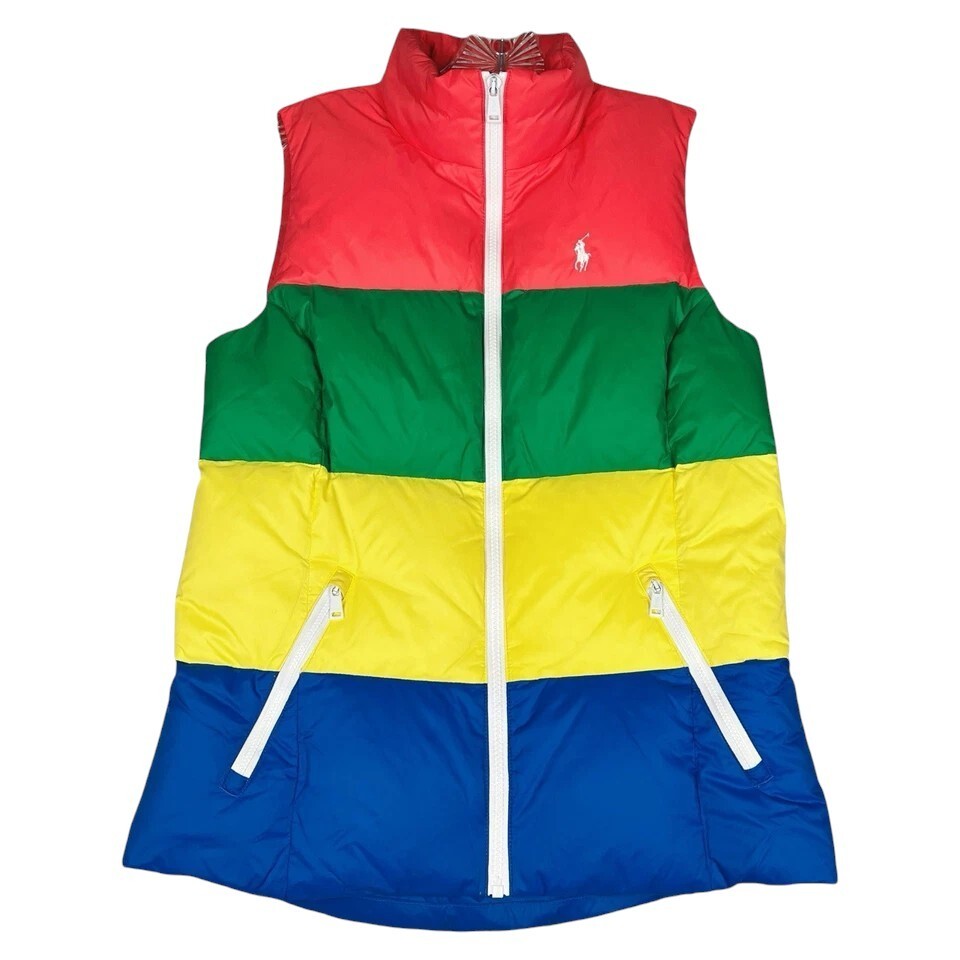 Polo Ralph Lauren Puffer Vest Womens Small Down Color Block Full