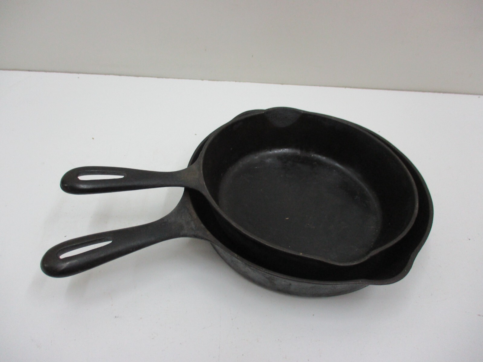 2 Vintage Cast Iron Skillets, 8 & 9 inch. Marked. eBay