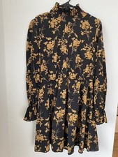 SHEIN Women’s XL Orange And Black Floral Dress With Mock Neck