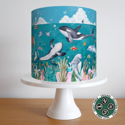 Tier Sea Life Wale Tortenaufleger Bordüre Streifen Muster Wickeloptik Party essbar